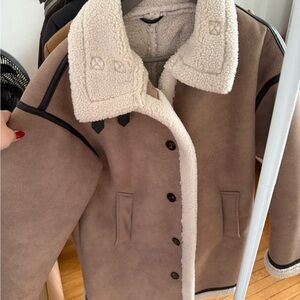 Zara Brown and Cream Shearling Jacket